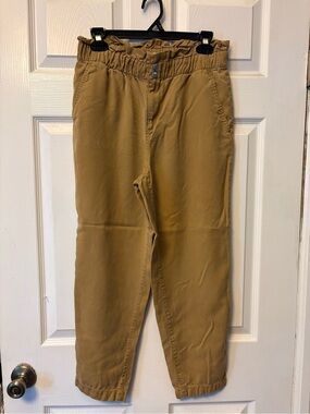 LOFT Camel Tan Soft Twill Paperbag Waist Pull-On Ankle Pants